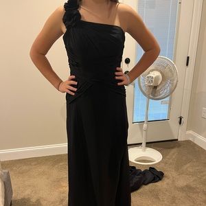 David’s Bridal black one shoulder evening gown, NWT. Size 10